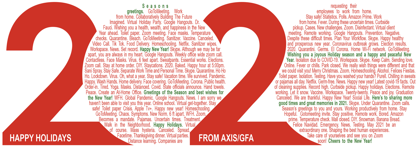 The 2020 AXIS/GFA holiday card, designed by Avani Sheth in our Los Angeles architect studio