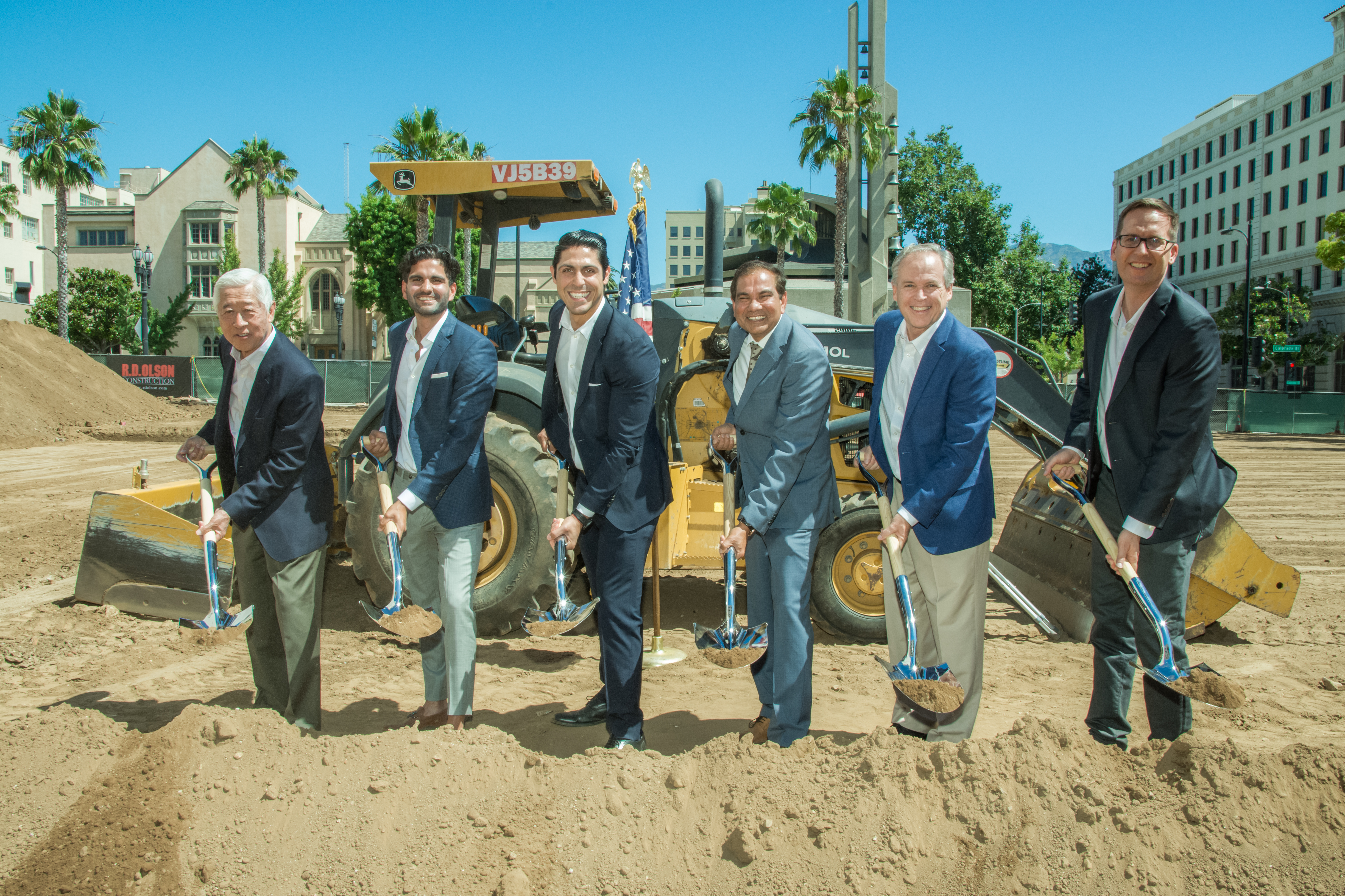 The ground breaking ceremony of the hotel renovation project the AC Hotel Pasadena, designed by California hotel architect AXIS/GFA