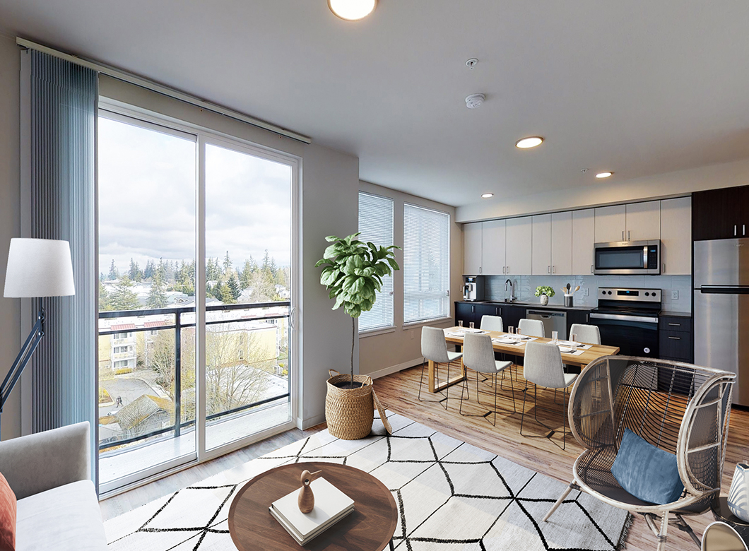 On of the GEO Apartments' residential units, designed by Seattle and King County architect AXIS