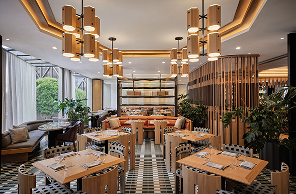 The Jay Hotel dining room, a finalist for a 2024 HD Award for Best Lifestyle Hotel